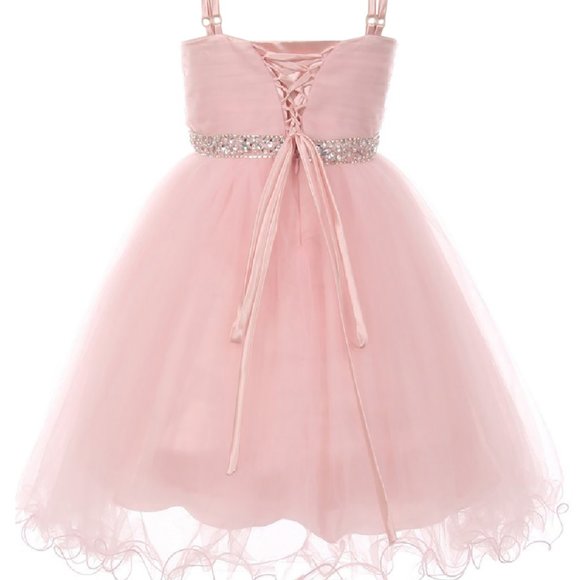 Big Girls Spaghetti A Line Tulle Pageant Easter Graduation Flower Girl Dress - Picture 3 of 4